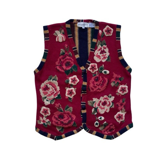 Vintage 1994 Funky Mixed Pattern Sweater Vest 🌺 - Picture 1 of 5